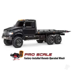 Black TRX-6 Ultimate RC Hauler 1:10 6X6 Electric Flatbed Truck with Pro Scale Winch (+ TQi 4-ch, XL-5 HV, Titan 550)